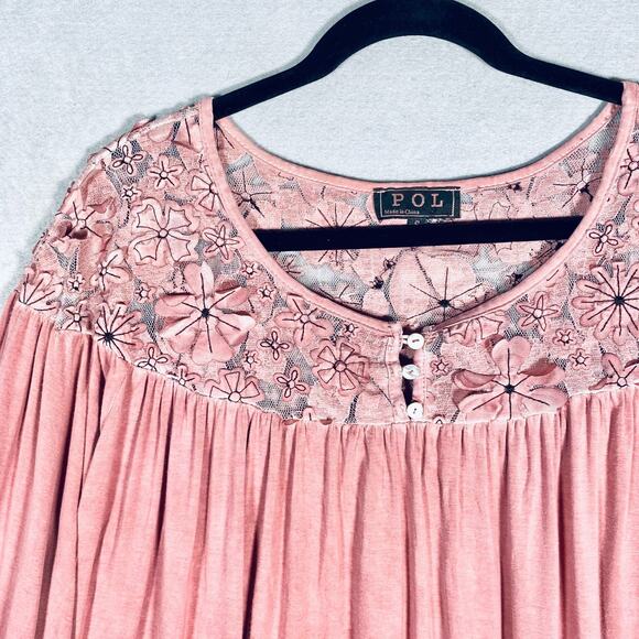 Pol Top Womens S Peach Cotton Blouse Costal Cowgirl Boho Fringe - Picture 4 of 13
